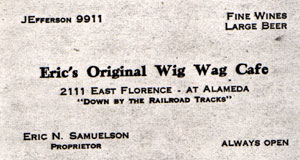 Eric's business cards found their way as far north as San Francisco